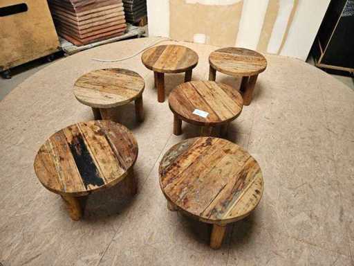 6x Table basse en teck extérieure 60 cm Ø