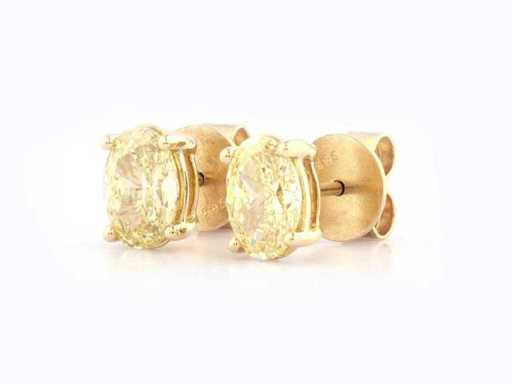 Boucle d’oreille en or jaune de 14 kt avec diamant cultivé en laboratoire de 2,02 ct
