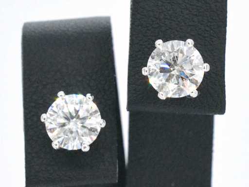 Cercei solitaire din aur cu diamant de 2,25 carate