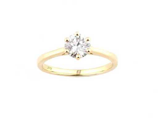9 KT geelgouden ring met 1,0 cts laboratoriumgekweekte diamant