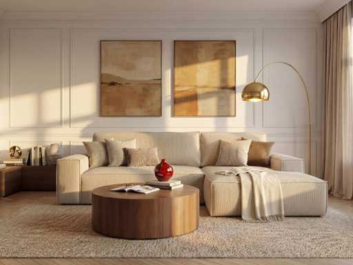 Convertible right corner sofa in beige corduroy