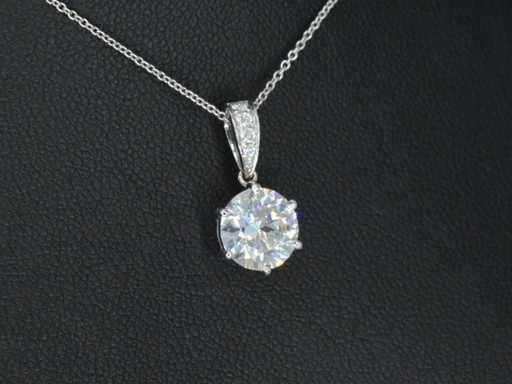 Pendentif solitaire en or blanc avec diamant 1,50 carat sans chaîne