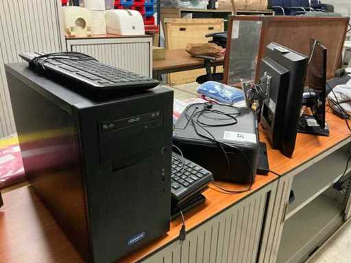 Desktop, printer and monitor