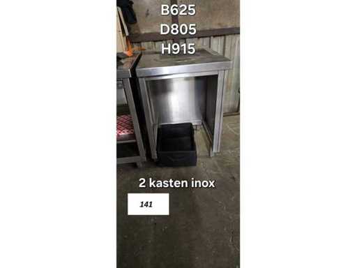 2 Edelstahl-Seitenschränke