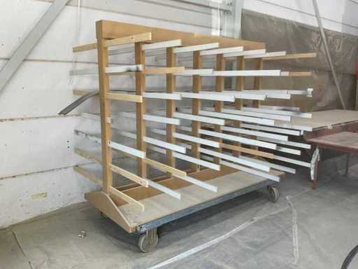 Drying rack made of wood, mobile