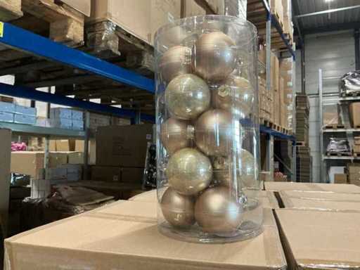 Partij glazen kerstballen 80mm champagne combi 15/tube (93 tubes)