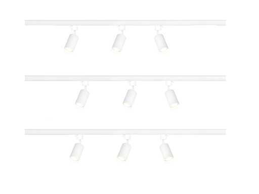 Système de rails de 3 mètres avec 9 pièces de fixation GU10 en point de rail blanc (2x)
