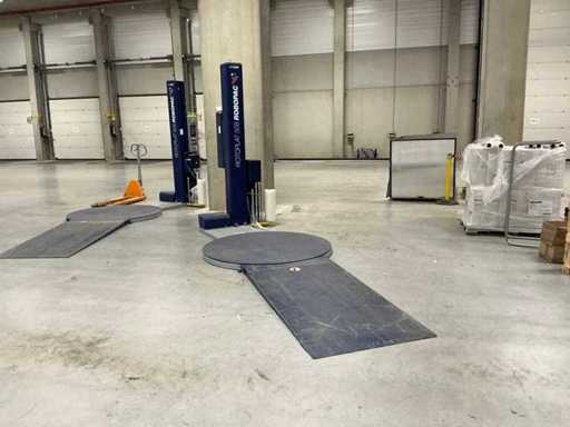Rack layers, safety devices and wrapping machines