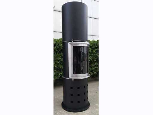 Bodenkamin ESTELLE | Frei stehender Bio-Ethanol Säulenkamin | Stahlgehäuse in schwarz