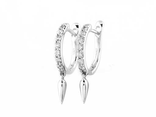 Boucle d’oreille en or blanc 14 kt avec diamants naturels