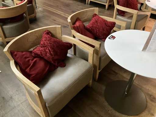 Cabine - Poltrona in legno con seduta in pelle (2x)