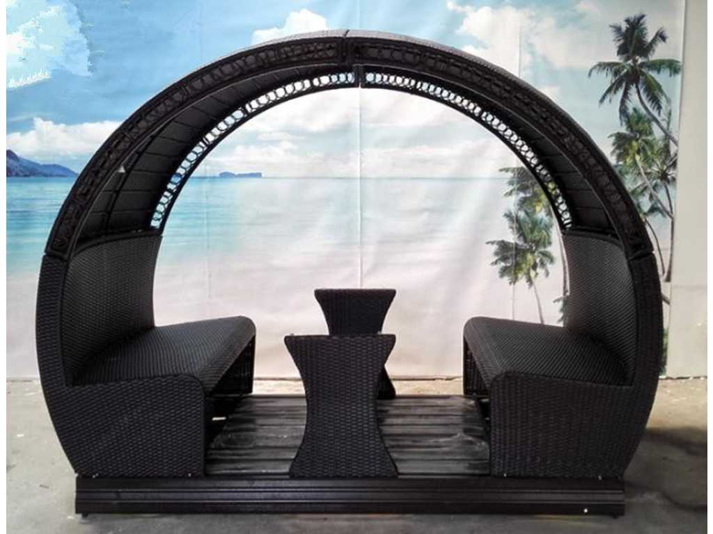 Canapé balançoire double - 4 personnes - 120x300x200cm - Noir
