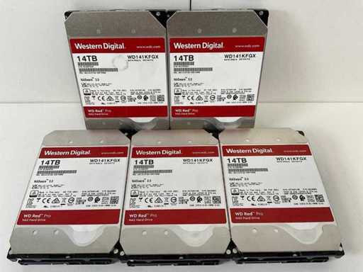 Western Digital (WD141KFGX) Red Pro 14 TB SATA NAS HDD (5X)