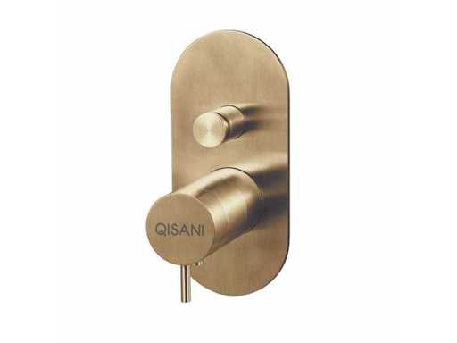 Qisani - Flow - thermostatische inbouwkraan 2-weg ovaal afbouwdeel - Light Gold