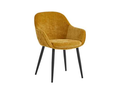 Colenis - Metropol Dining Chair - Set of 4 - Ochre Yellow - Linen Fabric - Industrial - With armrest - Chair