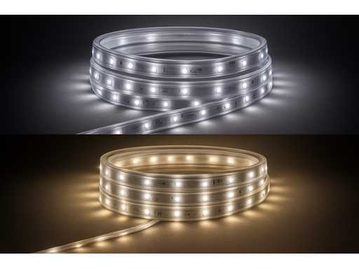 LED Strip 25m – 10W/M – Wit & Warm Wit – IP65 Waterdicht – SMD 2835