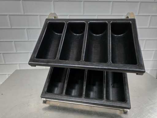 Porte-plateau à couverts double en acier inoxydable