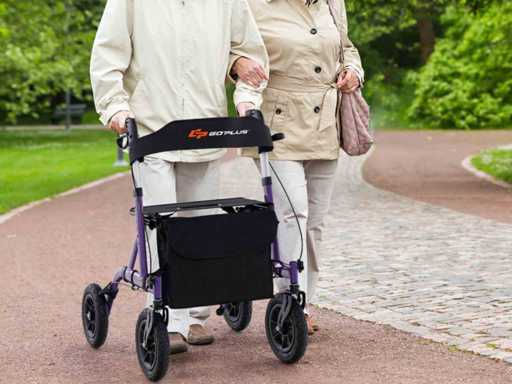 Paarse aluminium opvouwbare loopraam met zitting