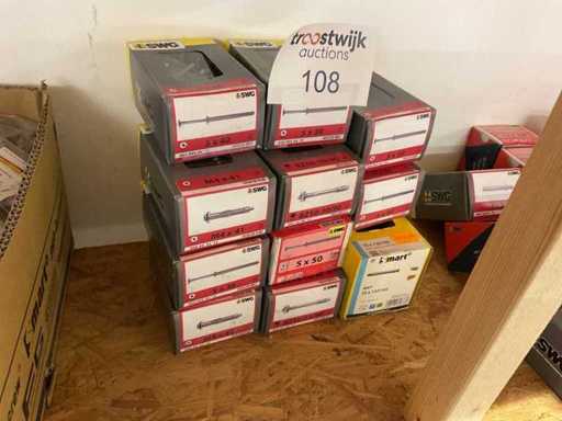 11 boîtes de bouchons à choc et de boulons d’ancrage