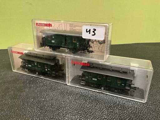 Fleischmann 2x 5051 / 5055 Wagon miniature (3x)
