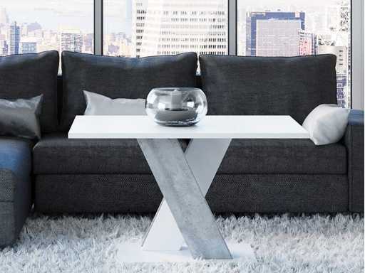 Witte salontafel met betonnen poten X 120/60/60 cm