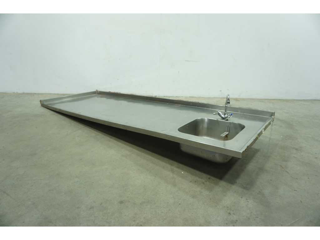 Stainless steel worktop with sink