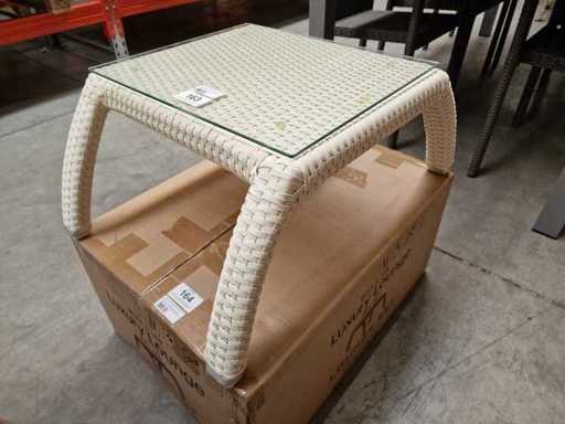 Table de chevet lounge de luxe blanche ondulée avec plateau en verre trempé - cadre en aluminium