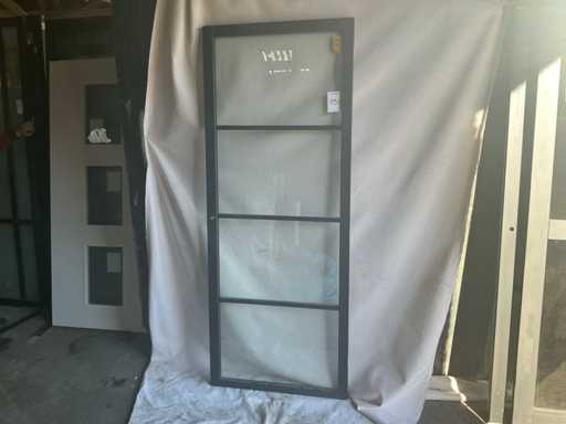 Porte intérieure aspect acier noir 82,5x210cm