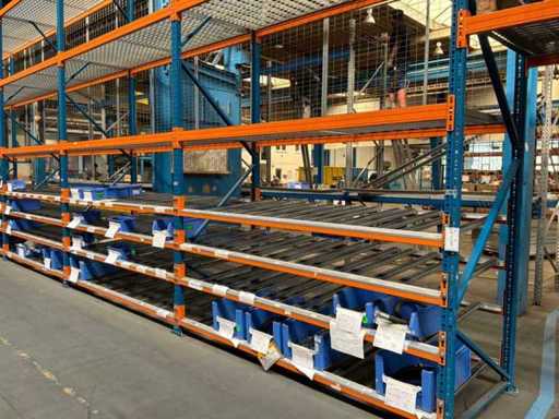 Pallet racking with roller compartments without content (3 times the field size)