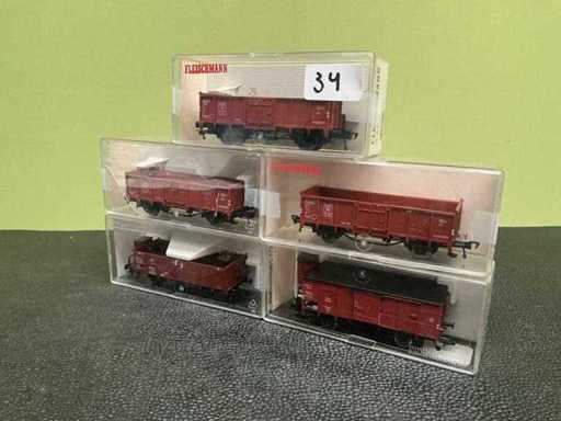 Fleischmann 3X 5205 / 5811 / 5365 Wagon miniature (5x)