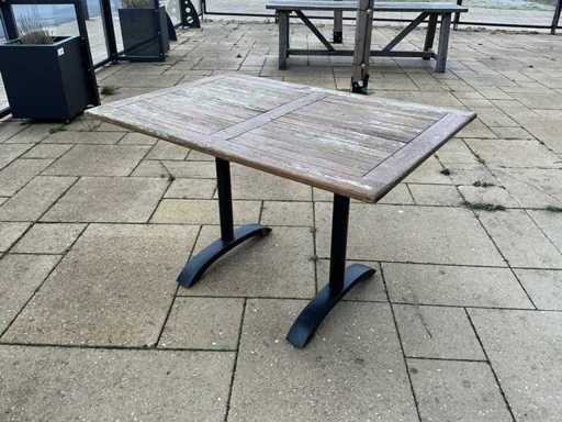 Terrace table with teak top (2x)