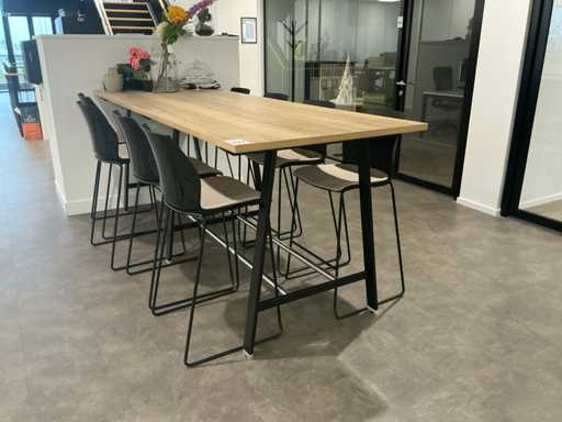 Kantinetafel met 8 krukken