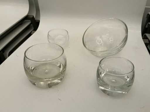 Lot of appetizers glasses