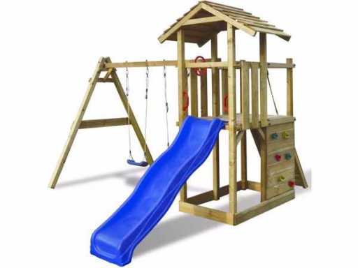 Domek do zabawy z zjeżdżalnią i huśtawką 419x350x266 cm