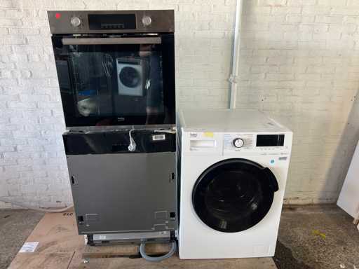Beko WDW85141Steam1 wasdroogcombinatie 8/5 kg | Beko - BDIN16420 - Inbouw vaatwasser | Beko BBIM12300X b300 inbouwoven