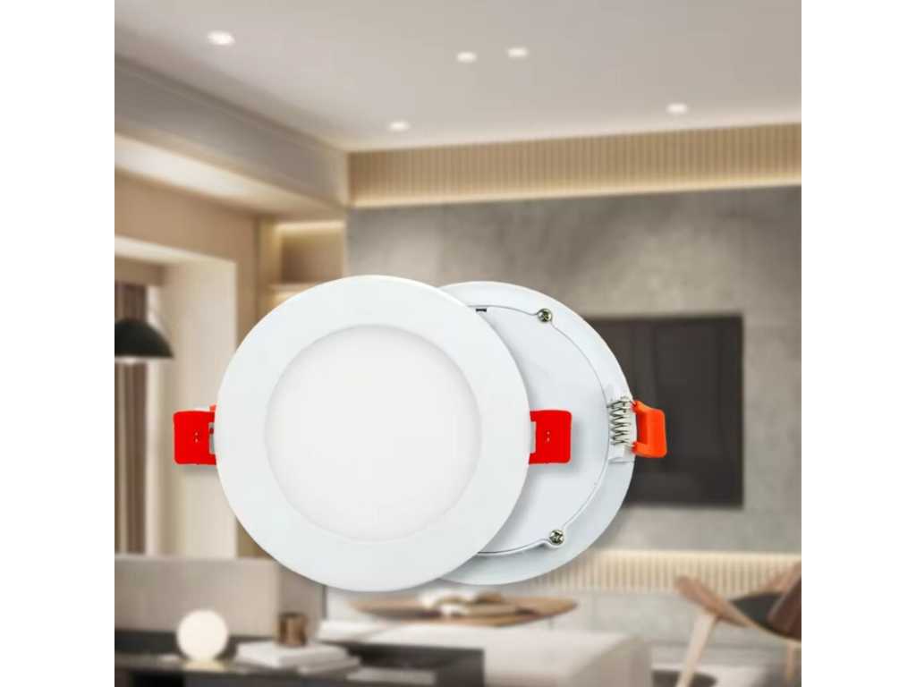 100 x Panneau LED - rond - 8W - Encastré - 3000K ((blanc chaud))
