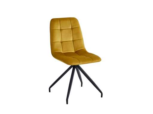 Colenis - Sedia da pranzo Farucci - Set da 6 - Giallo ocra - Velluto - Gamba a X