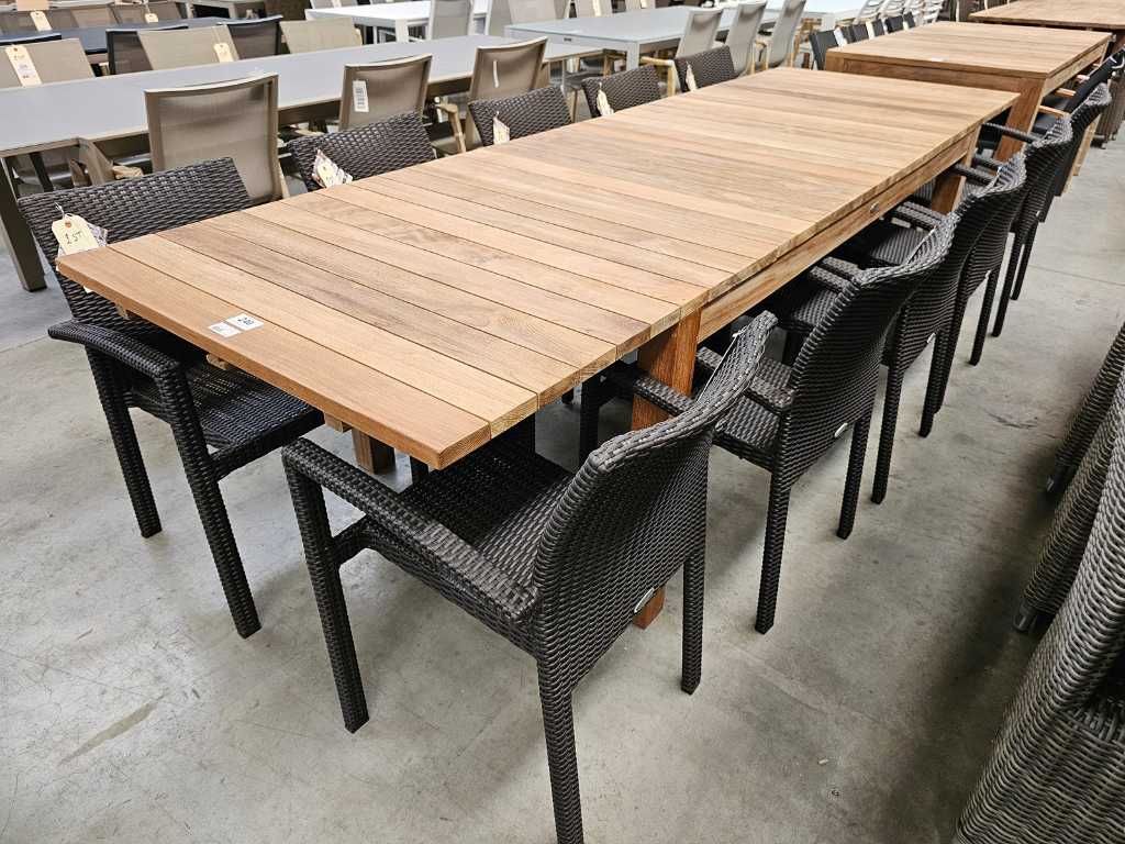 Quality Collection Garden Table Teak Ten Extendable 300cm