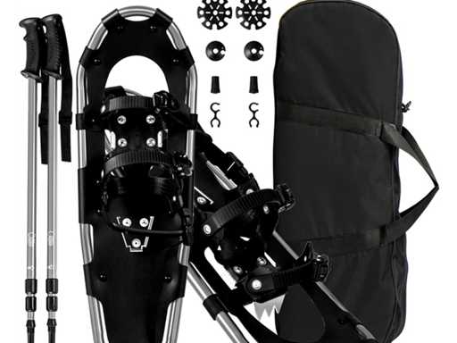 Raquettes à neige polyvalentes, raquettes ergonomiques de 53 cm avec système de double boucle argentées