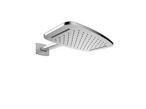 Pomme de douche Waterfall de Wiesbaden avec bras de douche 40x25 cm en acier brossé