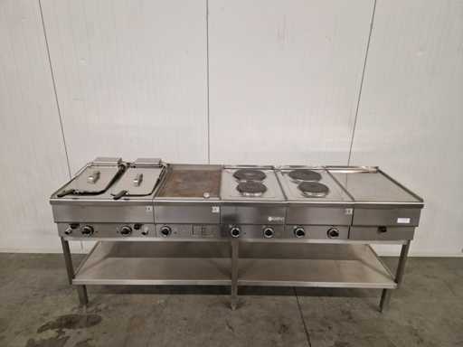 Kooklijn - Mareno - fornuis, dubbele friteuse, bakplaat - 400V