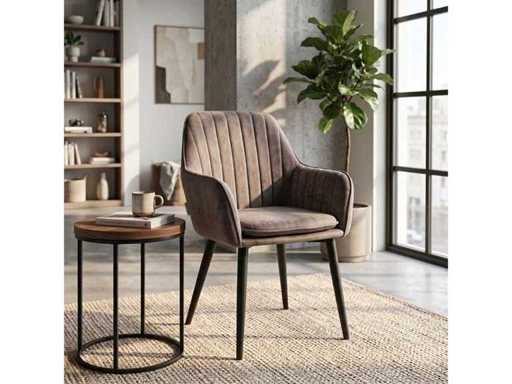 Set of 6 Dining Chair Tub with armrest Brown