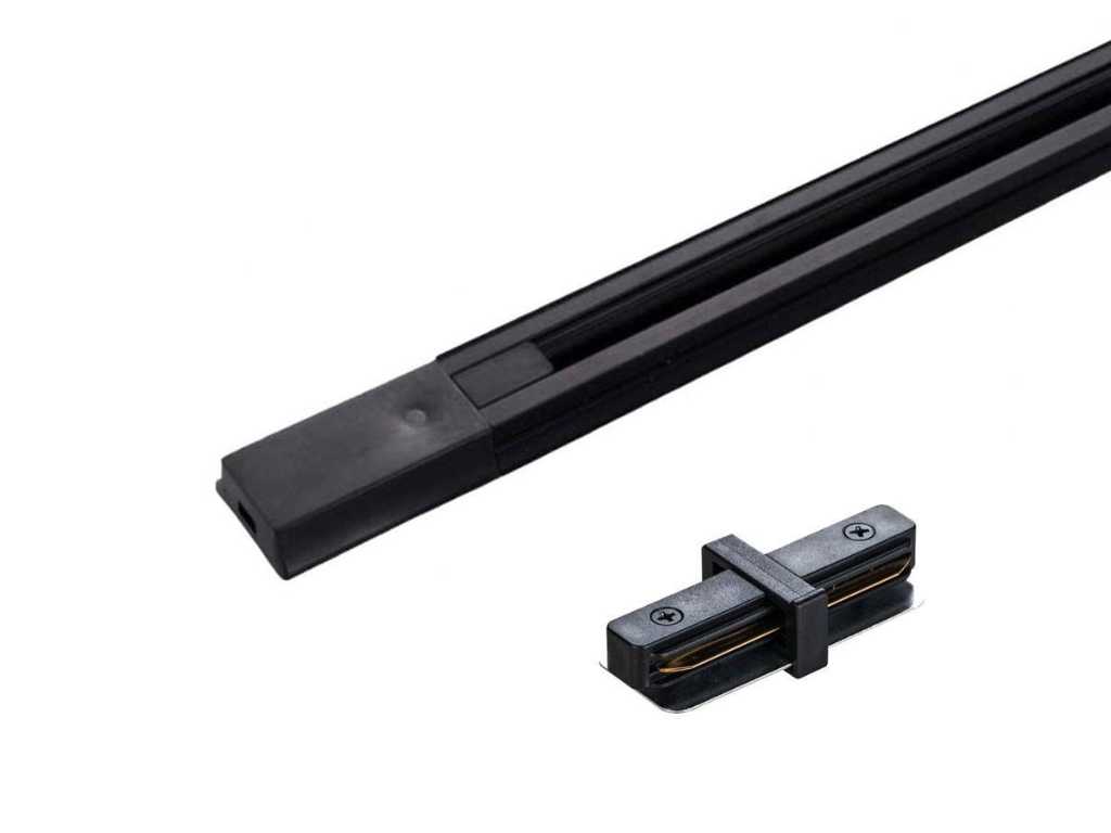 2 meter Rail for 1 phase 2 wires rail system with connector matt black (4x)