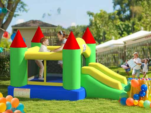 Springkasteel met glijbaan en vangnet, tot 100 kg