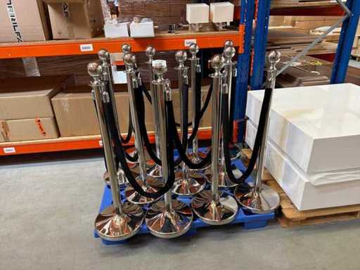 Satz von Sperrpfeilern mit schwarzer Schnur (Chromversion) (12x)