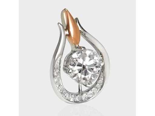 Luxusanhänger Naturdiamant 1,17 Karat in 18 Karat Weiß- und Rosagold