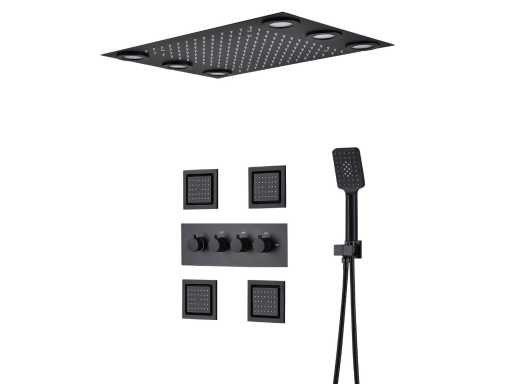 Mawialux inbouw regendouche mat zwart met massagejets