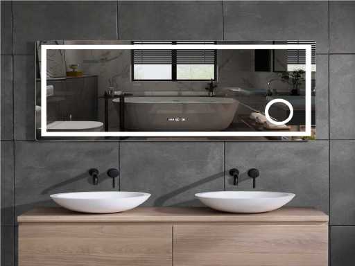 Miroir de salle de bain LED - Horloge numérique - Iris - Différentes tailles (80-200cm)