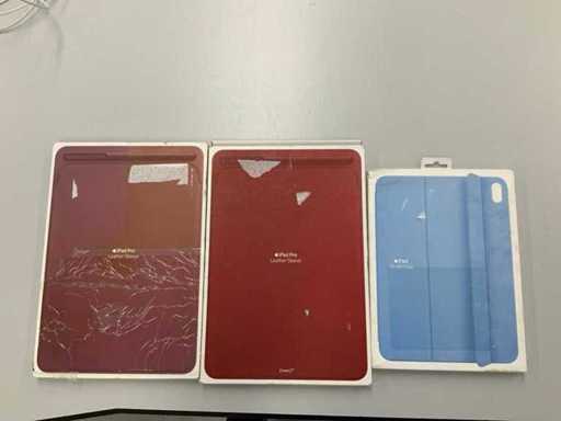Apple iPad Pro 10.5-inch Leather Sleeve Saddle Brown & Red + iPad 10 Smart Folio Sky, (3x)