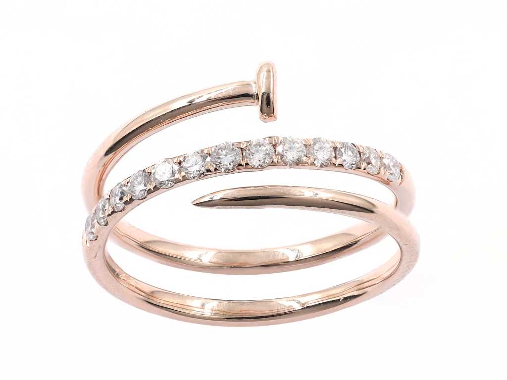 14 KT rosé gouden ring met natuurlijke diamant